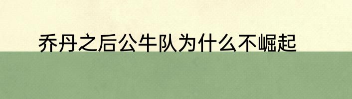 乔丹之后公牛队为什么不崛起