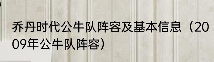 乔丹时代公牛队阵容及基本信息（2009年公牛队阵容）