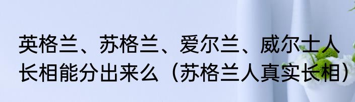 英格兰、苏格兰、爱尔兰、威尔士人长相能分出来么（苏格兰人真实长相）