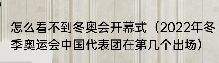 怎么看不到冬奥会开幕式（2022年冬季奥运会中国代表团在第几个出场）