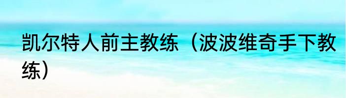 凯尔特人前主教练（波波维奇手下教练）