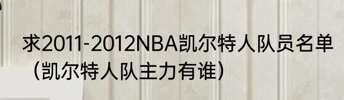 求2011-2012NBA凯尔特人队员名单（凯尔特人队主力有谁）