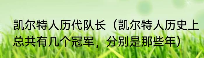 凯尔特人历代队长（凯尔特人历史上总共有几个冠军，分别是那些年）