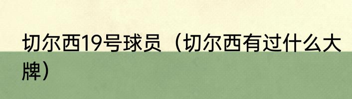 切尔西19号球员（切尔西有过什么大牌）