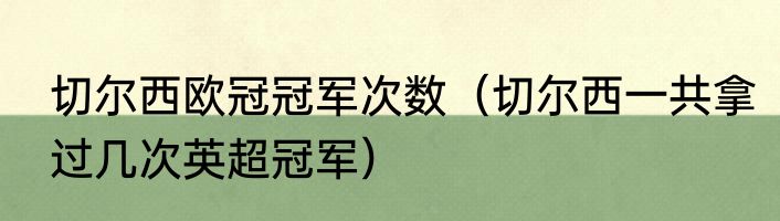 切尔西欧冠冠军次数（切尔西一共拿过几次英超冠军）