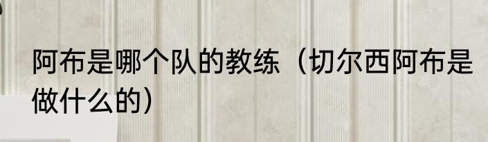 阿布是哪个队的教练（切尔西阿布是做什么的）