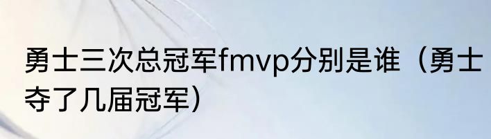 勇士三次总冠军fmvp分别是谁（勇士夺了几届冠军）