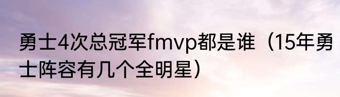 勇士4次总冠军fmvp都是谁（15年勇士阵容有几个全明星）