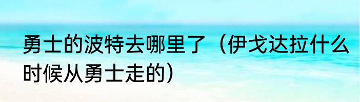 勇士的波特去哪里了（伊戈达拉什么时候从勇士走的）