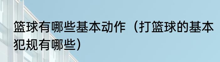 篮球有哪些基本动作（打篮球的基本犯规有哪些）