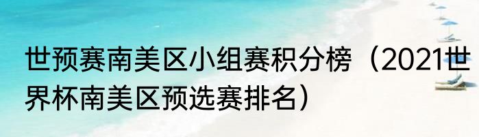 世预赛南美区小组赛积分榜（2021世界杯南美区预选赛排名）