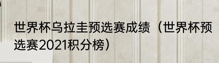 世界杯乌拉圭预选赛成绩（世界杯预选赛2021积分榜）
