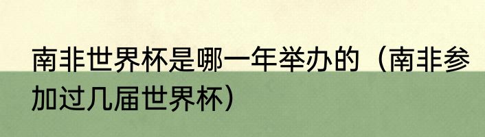 南非世界杯是哪一年举办的（南非参加过几届世界杯）