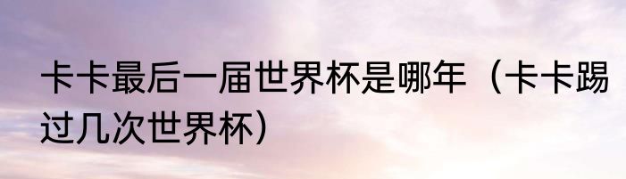 卡卡最后一届世界杯是哪年（卡卡踢过几次世界杯）