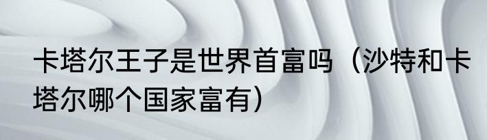 卡塔尔王子是世界首富吗（沙特和卡塔尔哪个国家富有）