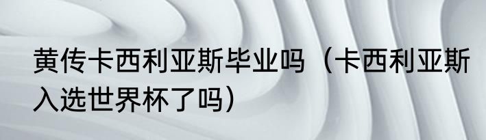黄传卡西利亚斯毕业吗（卡西利亚斯入选世界杯了吗）