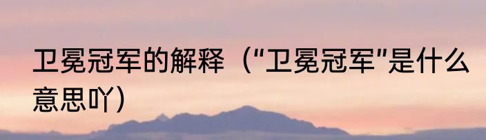 卫冕冠军的解释（“卫冕冠军”是什么意思吖）