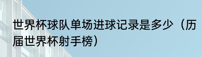 世界杯球队单场进球记录是多少（历届世界杯射手榜）