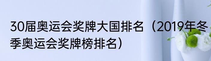 30届奥运会奖牌大国排名（2019年冬季奥运会奖牌榜排名）