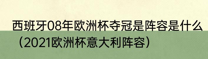西班牙08年欧洲杯夺冠是阵容是什么（2021欧洲杯意大利阵容）