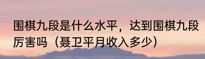 围棋九段是什么水平,达到围棋九段厉害吗(聂卫平月收入多少)