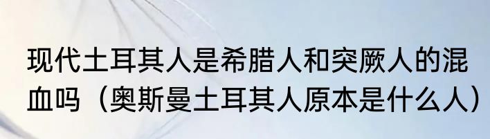 现代土耳其人是希腊人和突厥人的混血吗（奥斯曼土耳其人原本是什么人）