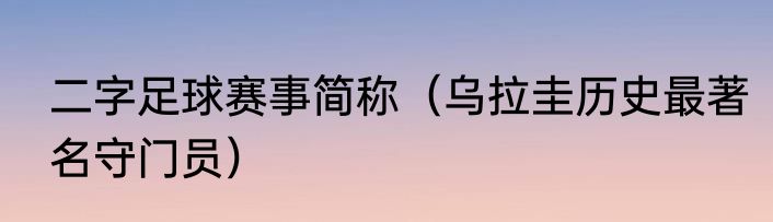 二字足球赛事简称（乌拉圭历史最著名守门员）