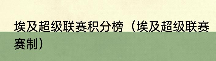 埃及超级联赛积分榜（埃及超级联赛赛制）