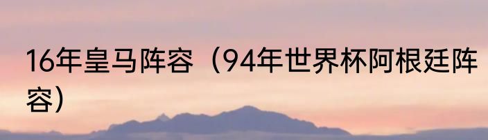 16年皇马阵容（94年世界杯阿根廷阵容）