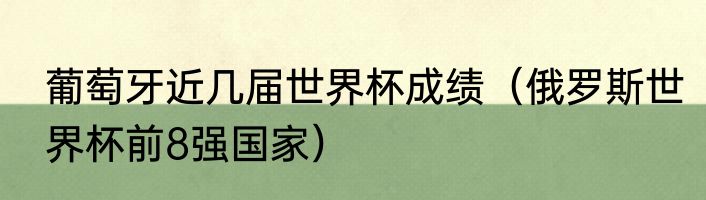 葡萄牙近几届世界杯成绩（俄罗斯世界杯前8强国家）