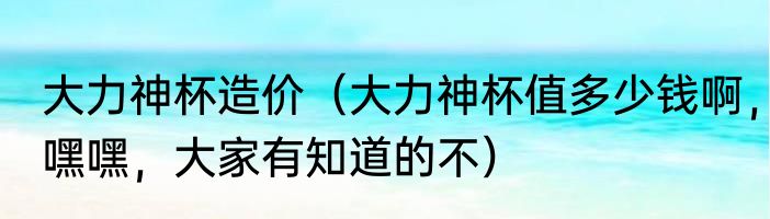 大力神杯造价（大力神杯值多少钱啊，嘿嘿，大家有知道的不）