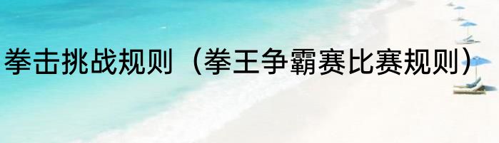 拳击挑战规则（拳王争霸赛比赛规则）