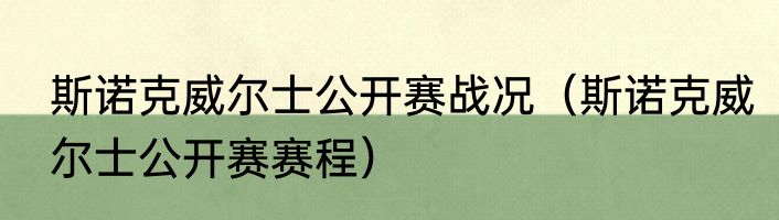 斯诺克威尔士公开赛战况（斯诺克威尔士公开赛赛程）