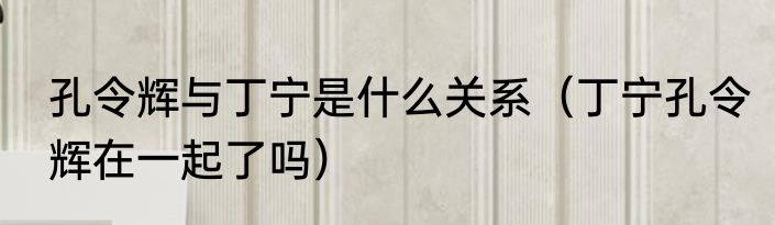 孔令辉与丁宁是什么关系（丁宁孔令辉在一起了吗）