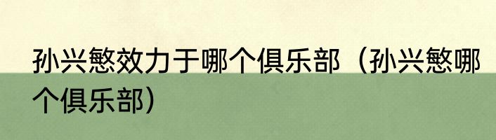 孙兴慜效力于哪个俱乐部（孙兴慜哪个俱乐部）
