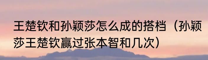 王楚钦和孙颖莎怎么成的搭档（孙颖莎王楚钦赢过张本智和几次）