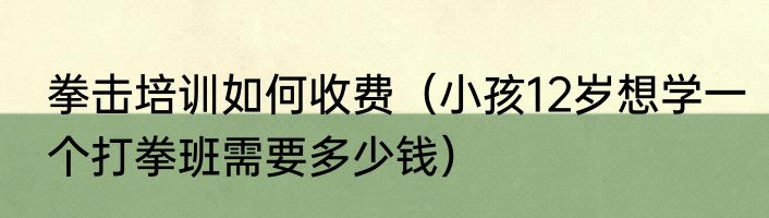 拳击培训如何收费（小孩12岁想学一个打拳班需要多少钱）