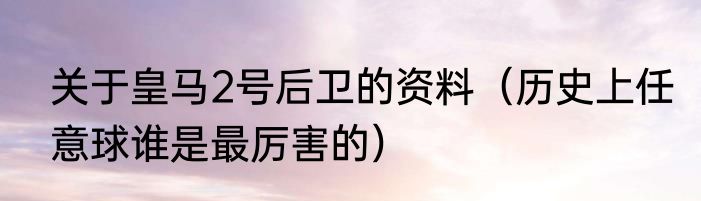 关于皇马2号后卫的资料（历史上任意球谁是最厉害的）