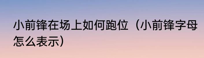 小前锋在场上如何跑位（小前锋字母怎么表示）