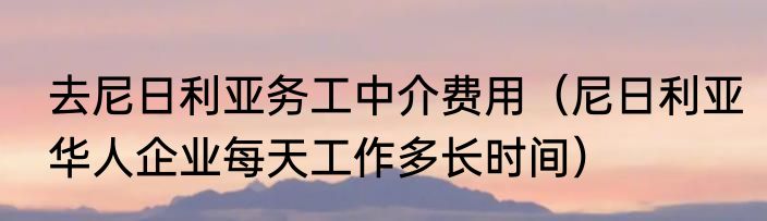 去尼日利亚务工中介费用（尼日利亚华人企业每天工作多长时间）