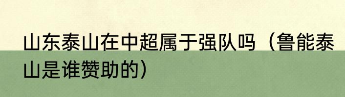 山东泰山在中超属于强队吗（鲁能泰山是谁赞助的）