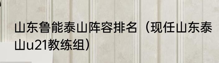 山东鲁能泰山阵容排名（现任山东泰山u21教练组）