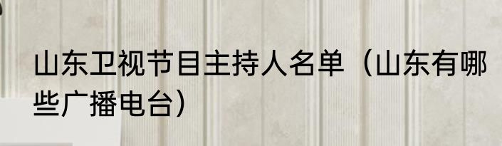 山东卫视节目主持人名单（山东有哪些广播电台）