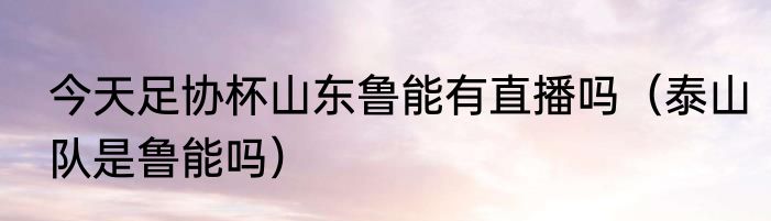 今天足协杯山东鲁能有直播吗（泰山队是鲁能吗）