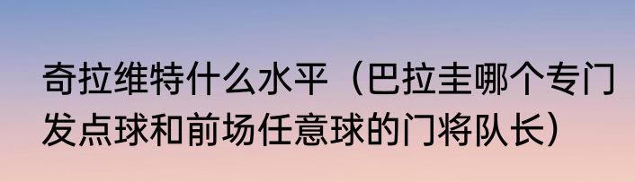 奇拉维特什么水平（巴拉圭哪个专门发点球和前场任意球的门将队长）