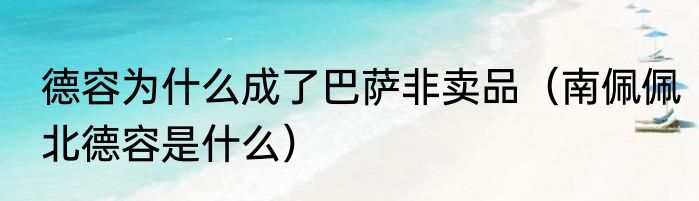 德容为什么成了巴萨非卖品（南佩佩北德容是什么）