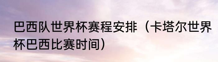 巴西队世界杯赛程安排（卡塔尔世界杯巴西比赛时间）