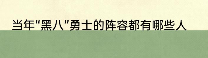 当年“黑八”勇士的阵容都有哪些人
