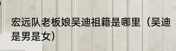 宏远队老板娘吴迪祖籍是哪里（吴迪是男是女）