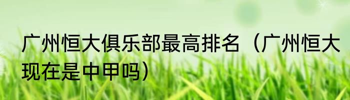 广州恒大俱乐部最高排名（广州恒大现在是中甲吗）